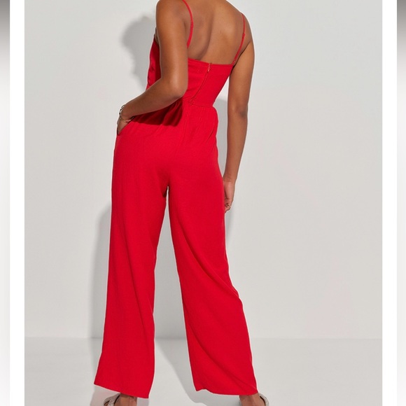 Francesca’s Collection Jumpsuit Womens Dress Small Red Audrey Parks New - Picture 8 of 11